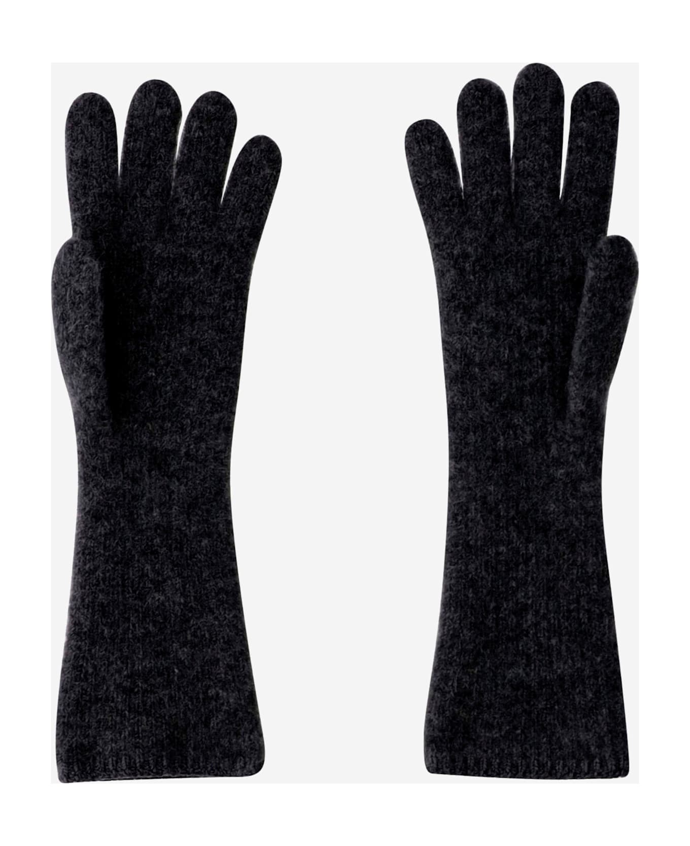 Jacquemus Wool Blend Gloves With Logo - Black