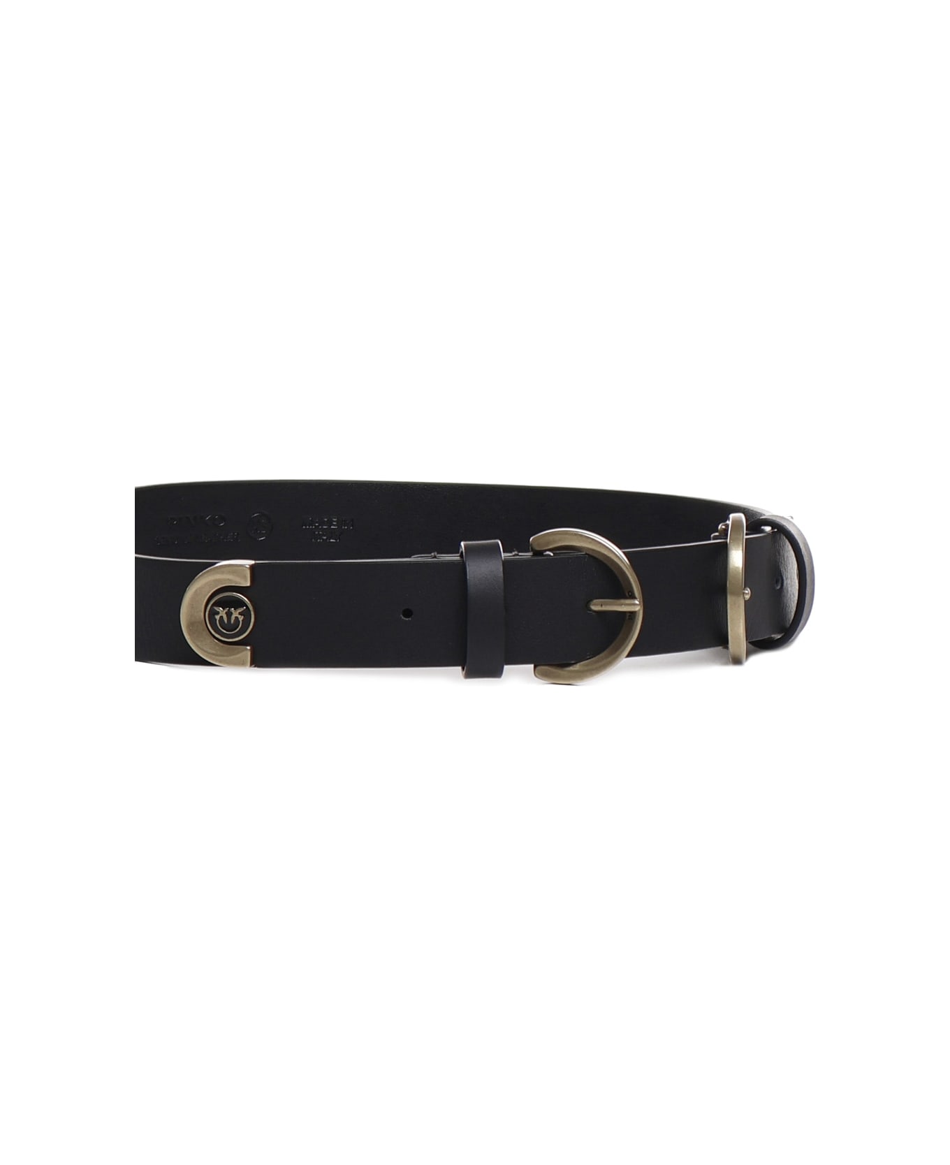 Pinko Belt With Double Buckle - Nero-antique gold