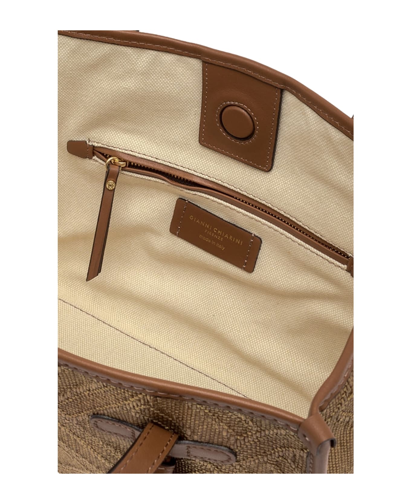 Gianni Chiarini Marcella Canvas And Leather Shopping Bag - Bronze