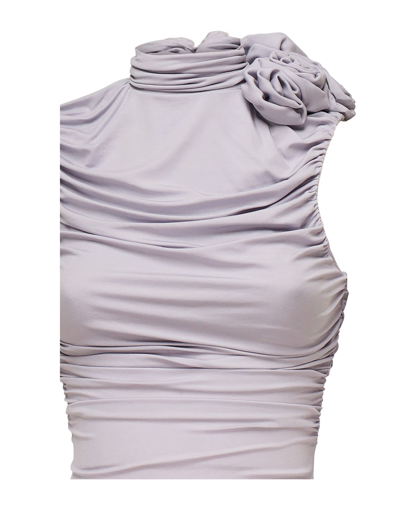 Magda Butrym Ruffled Midi Dress With Turtleneck - PURPLE