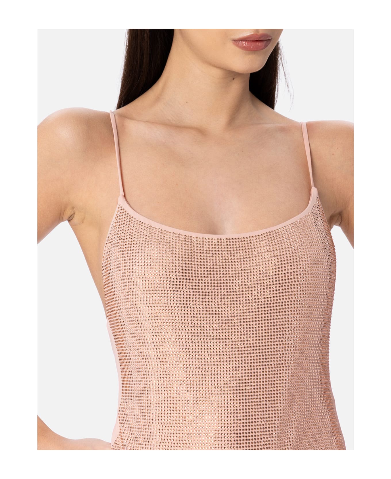 MC2 Saint Barth Woman Pale One-piece Swimsuit Cecille With Rhinestones - PINK
