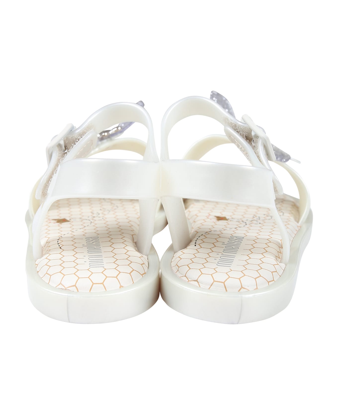 Melissa White Sandals For Girl With Butterfly - White シューズ