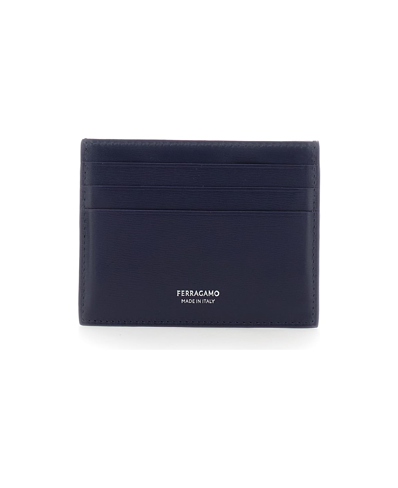 Ferragamo 
florence
 Blue Card Holder With Logo Lettering On The Front In Leather Man - MIDNIGHT