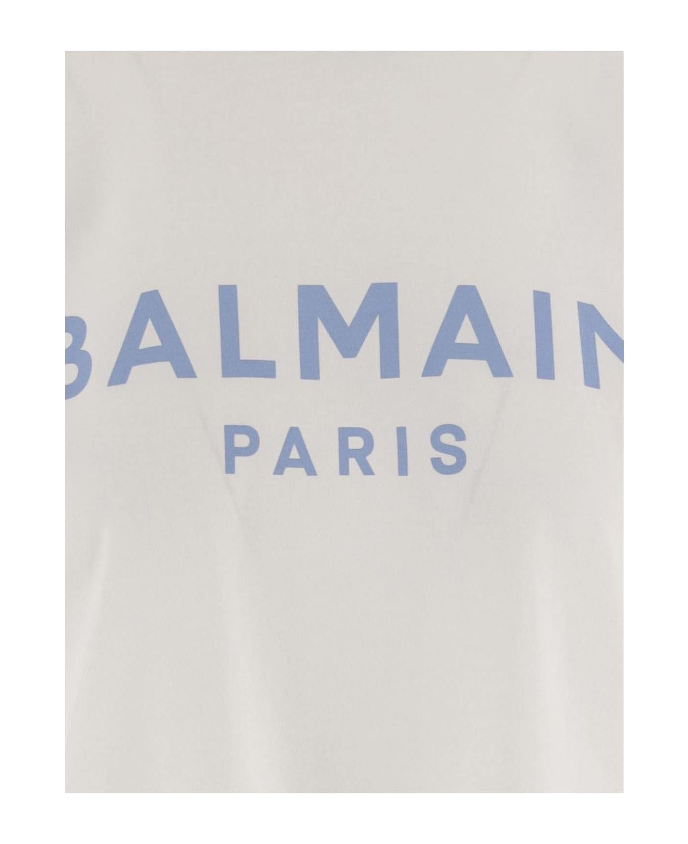 Balmain Cotton Tank Top With Logo - BLANC/BLUE PE