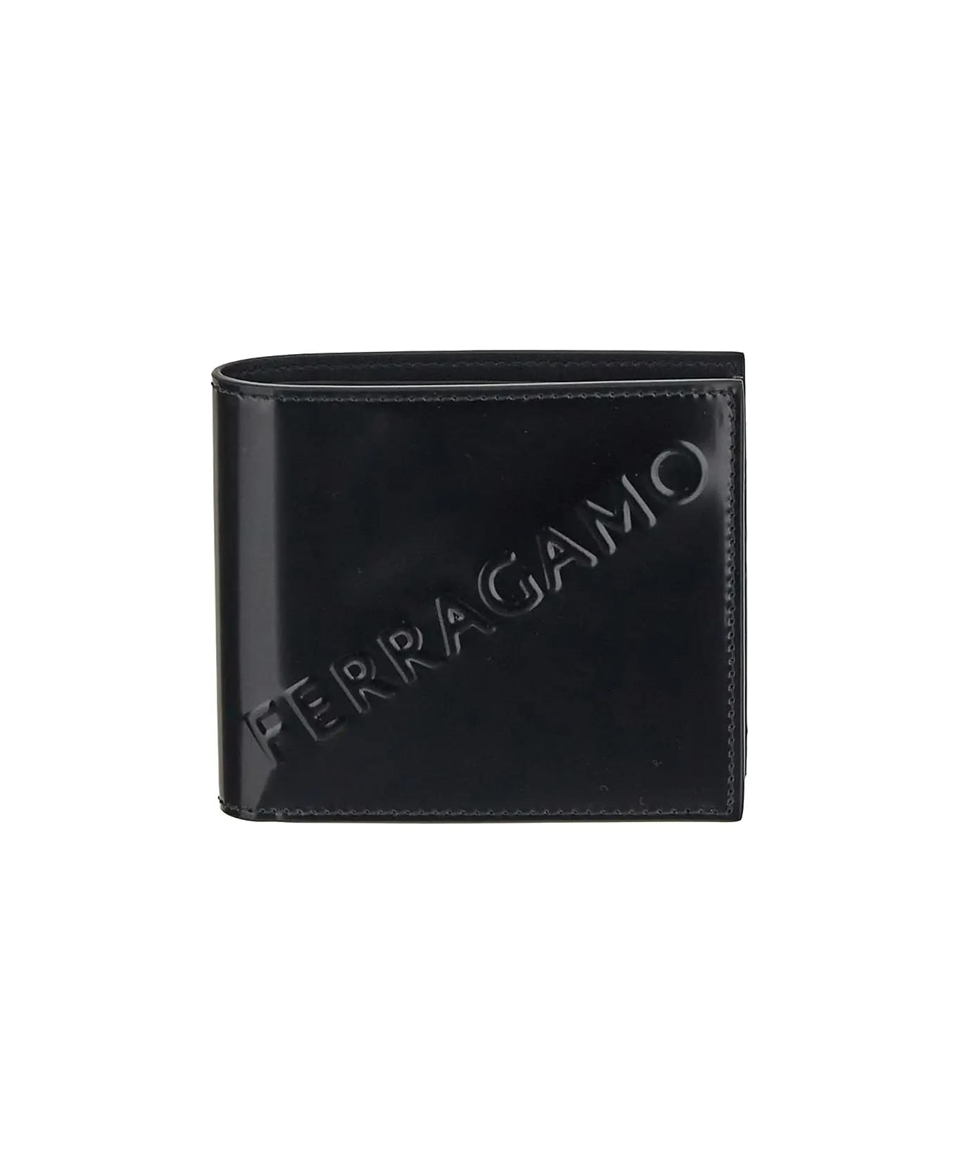 Ferragamo Embossed Logo Wallet - BLACK
