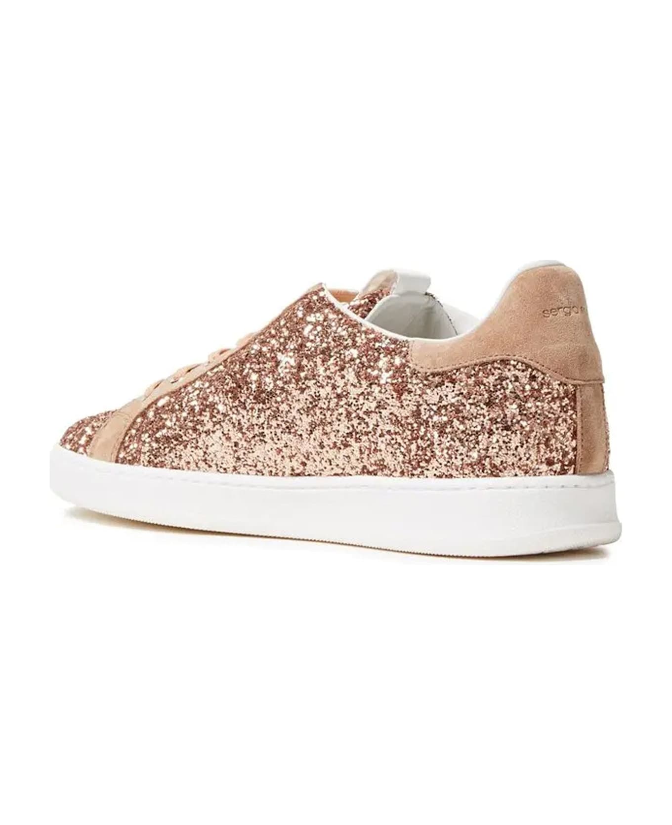 Sergio Rossi Glittered Woven Sneakers - Rose gold