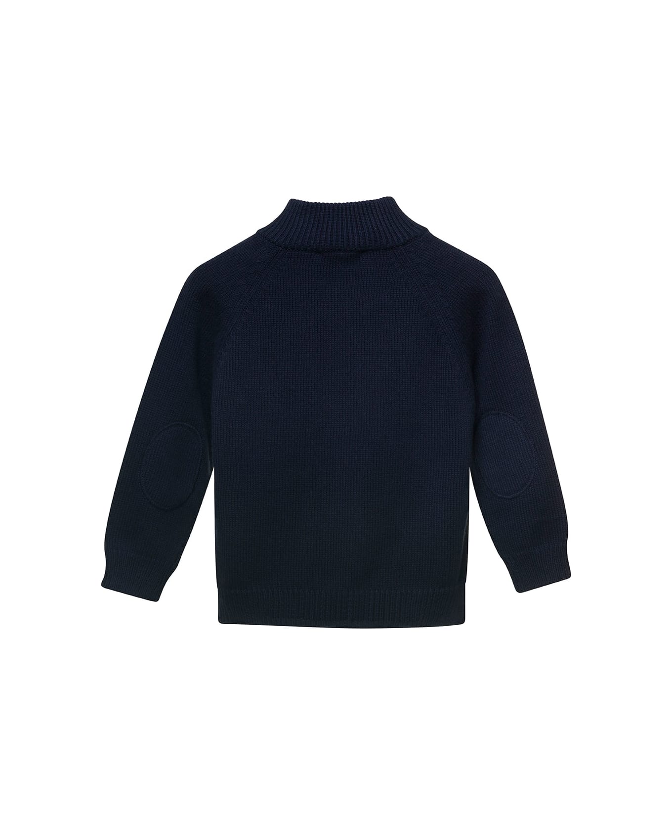 Il Gufo Blue Knit Zip-up Sweatshirt In Cotton Baby - Blu