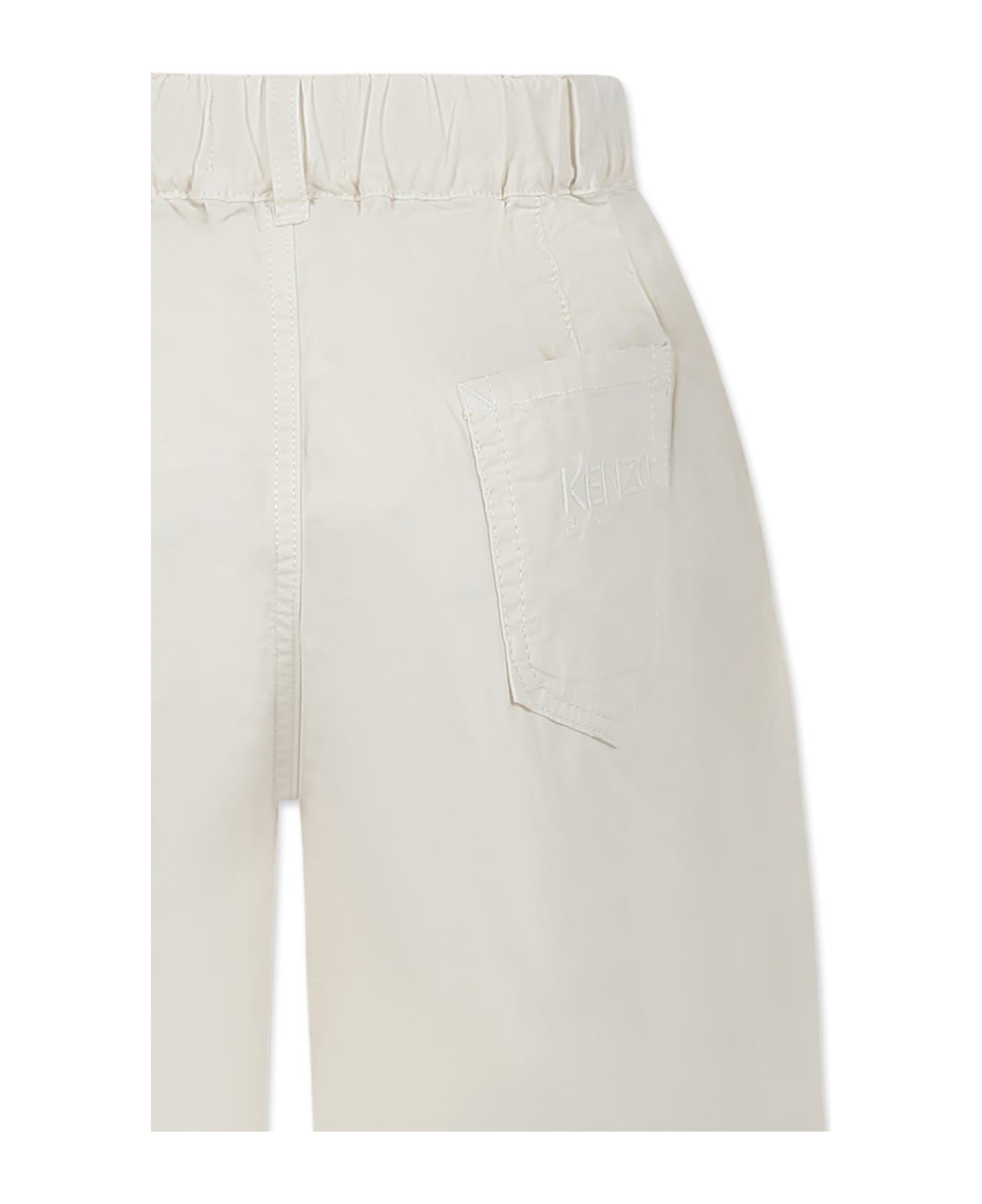 Kenzo Kids Beige Shorts For Boy With Logo - Beige