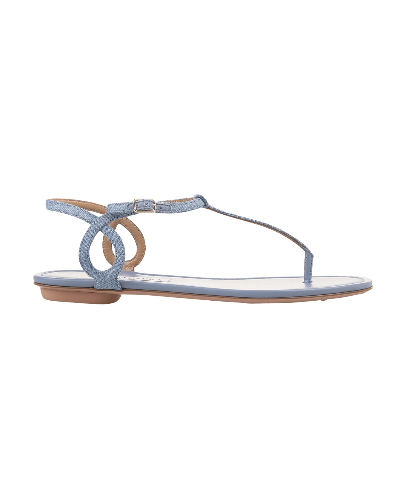 Aquazzura Blue Denim Almost Bare Sandals Flat - Blue