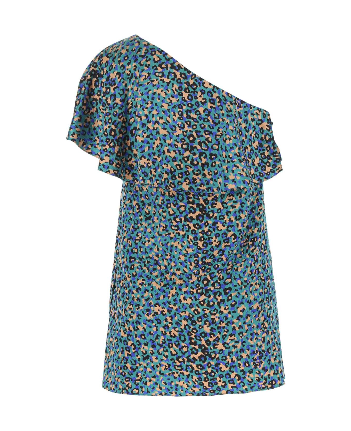 Saint Laurent Printed Stretch Silk Mini Dress - 4600