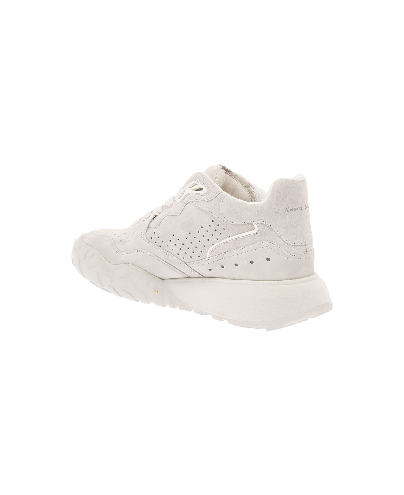 Alexander McQueen Man's White Suede Leather Sneakers - White