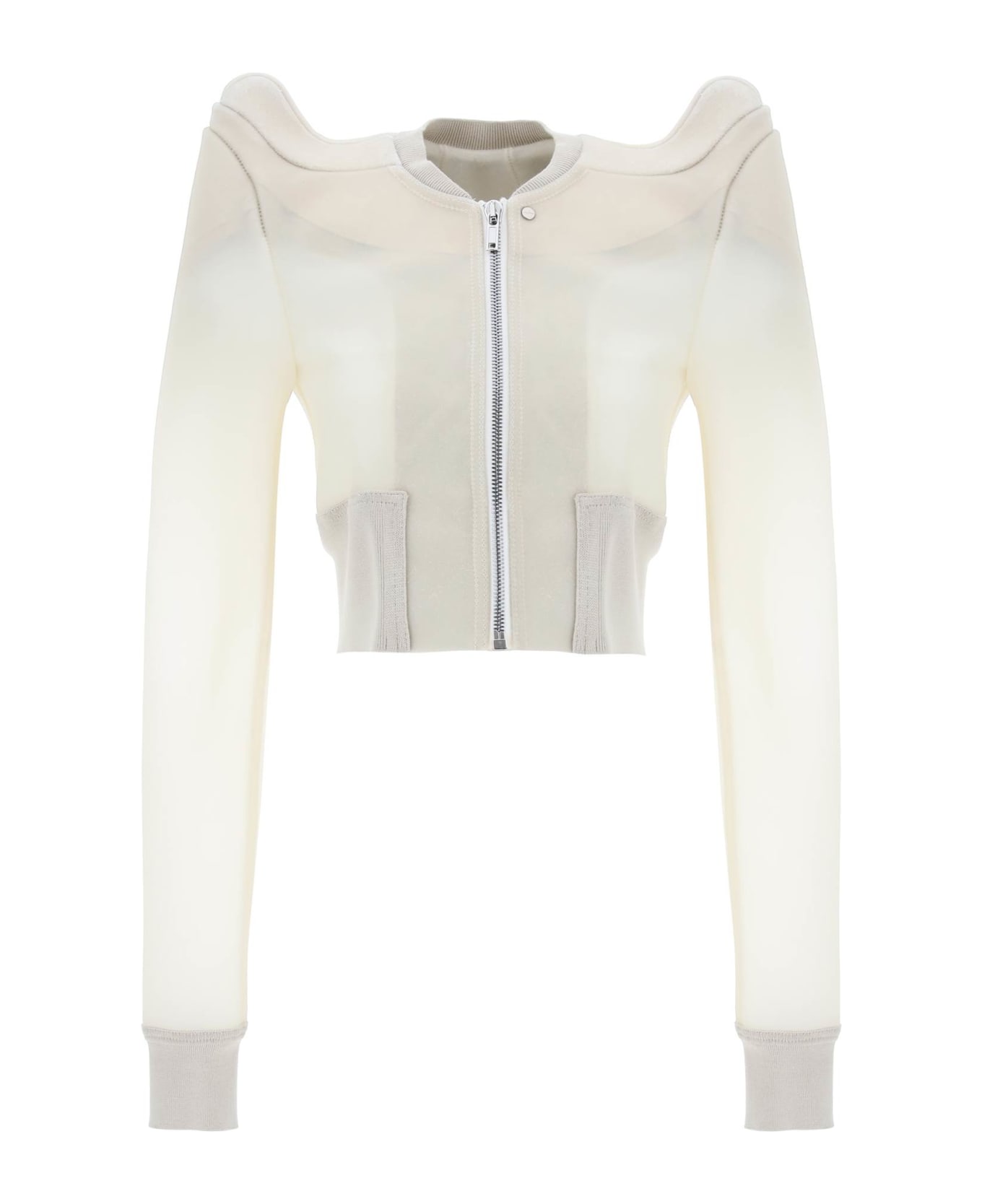 Shop Rick Owens Girdered Transparent Leather Cropped Bomber Jacket