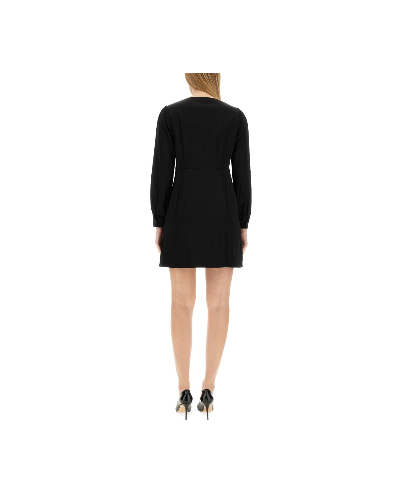 MICHAEL Michael Kors V-neck Long-sleeved Dress - Black ワンピース＆ドレス