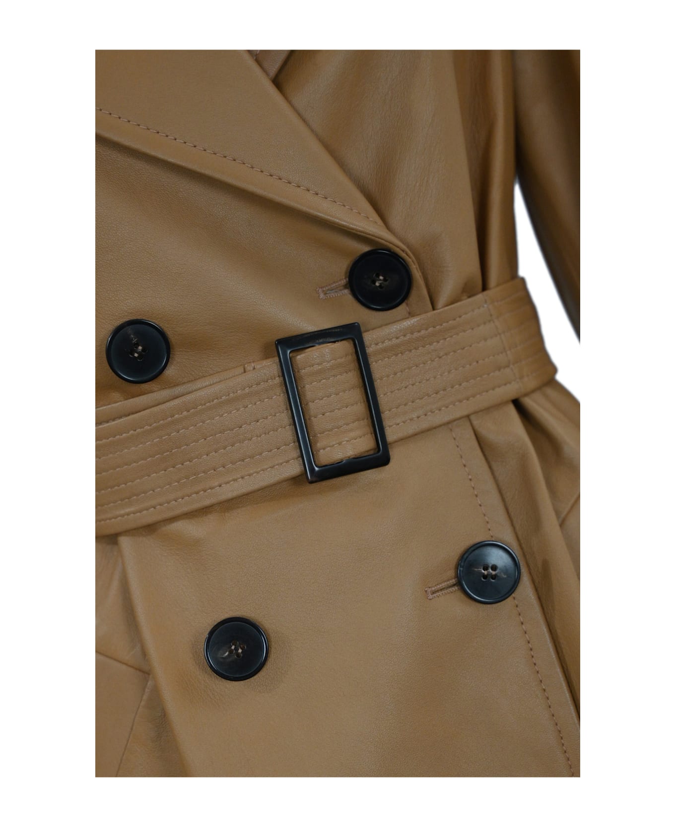 Max Mara Studio "mangiaro" Nappa Trench Coat - Caramello