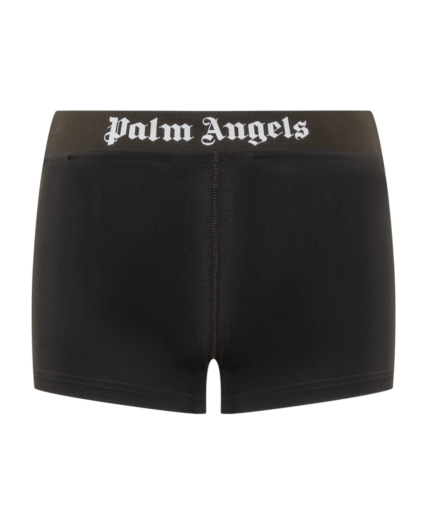 Palm Angels Logo-printed High-waist Sport Shorts - BLACK WHITE