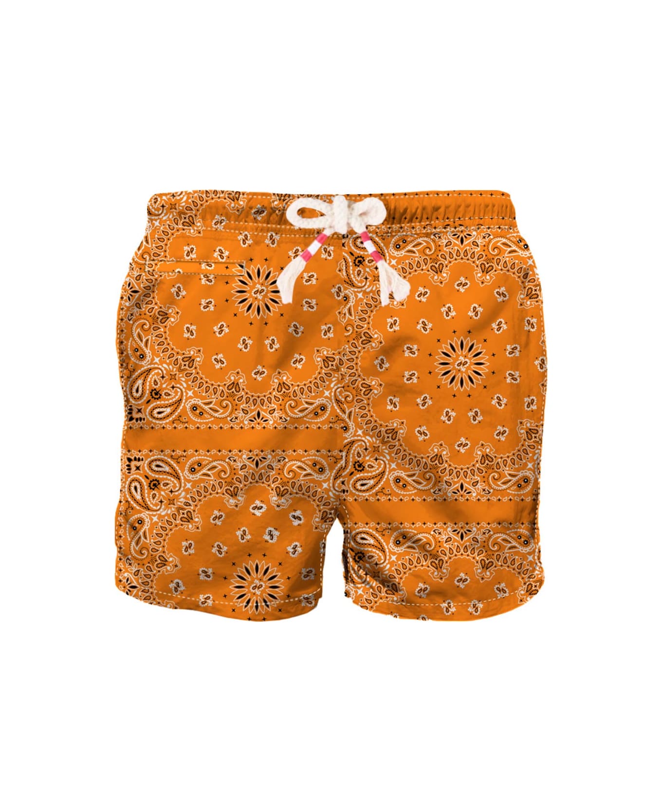 MC2 Saint Barth Man Swim Shorts With Orange Bandanna Print