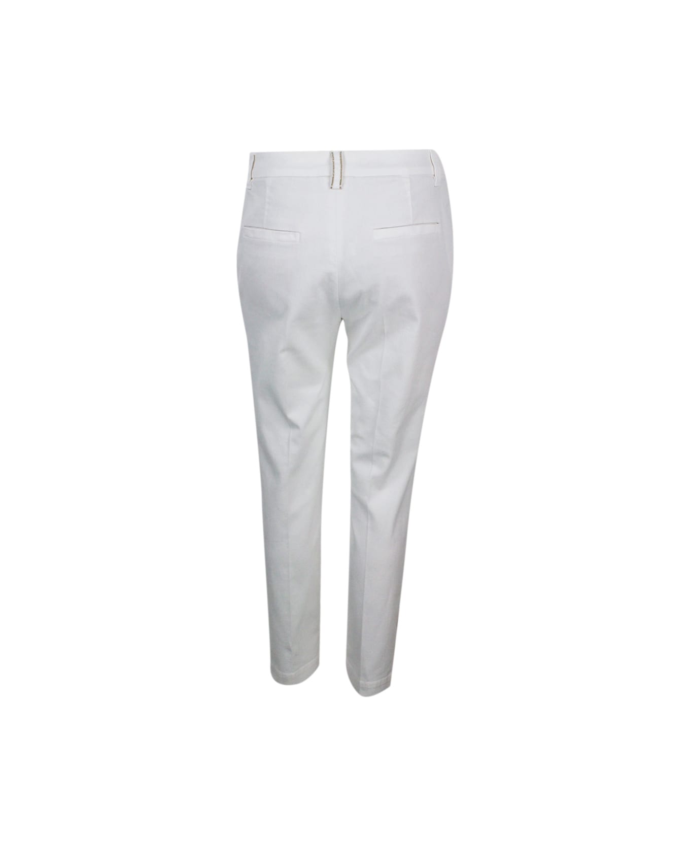 Brunello Cucinelli Garment-dyed Stretch Cotton Drill Cigarette Trousers - White