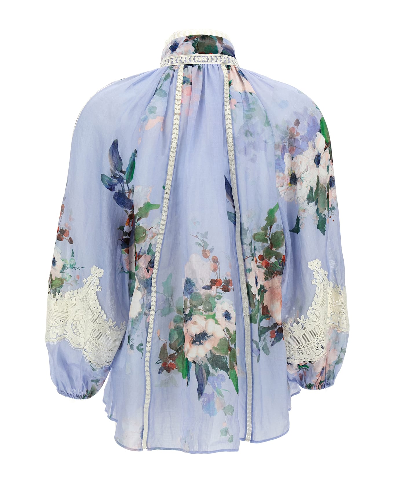 Zimmermann 'everley Lace Trim' Blouse - Light Blue