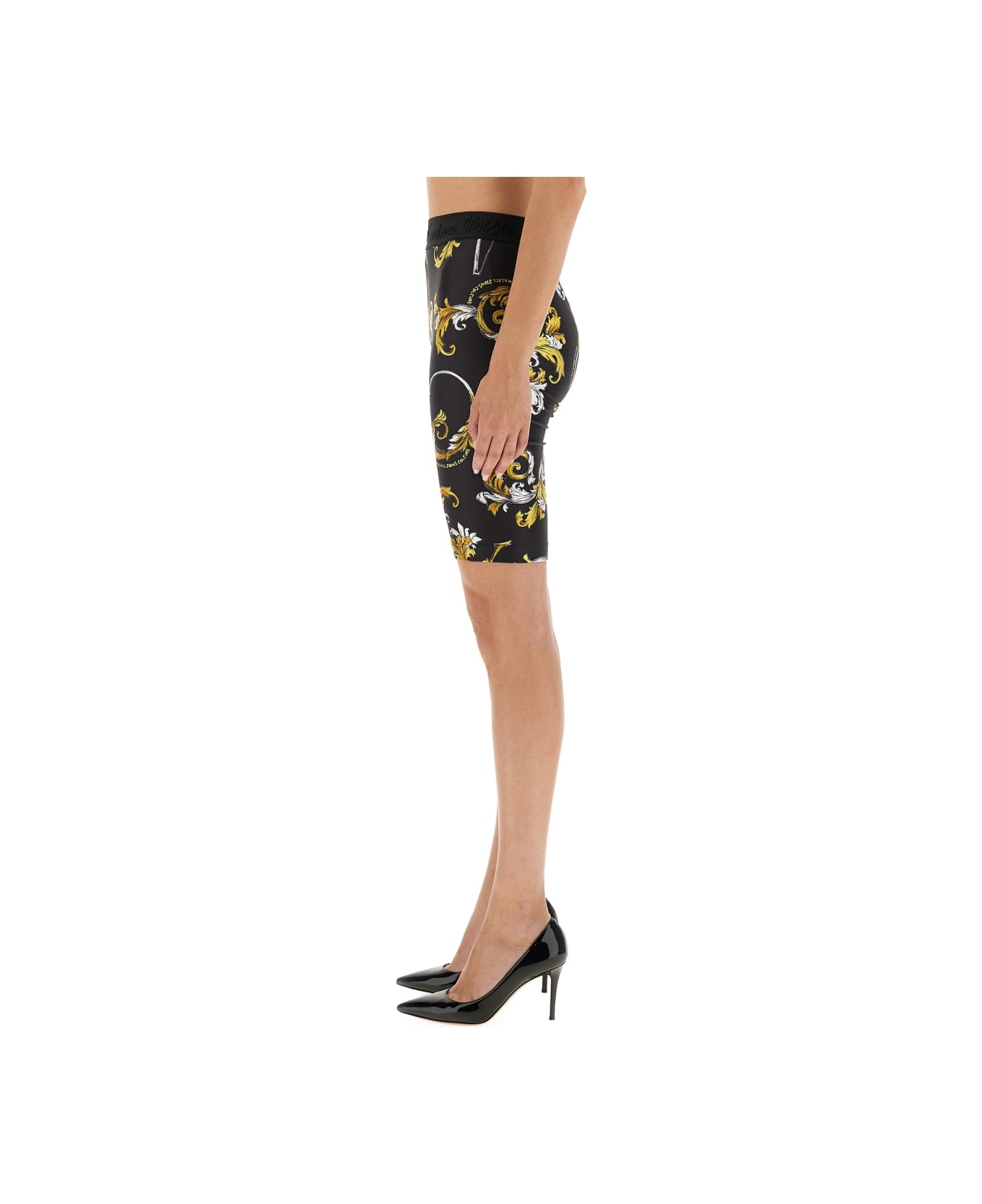 Versace Jeans Couture "outline Baroque" Cycling Shorts - BLACK