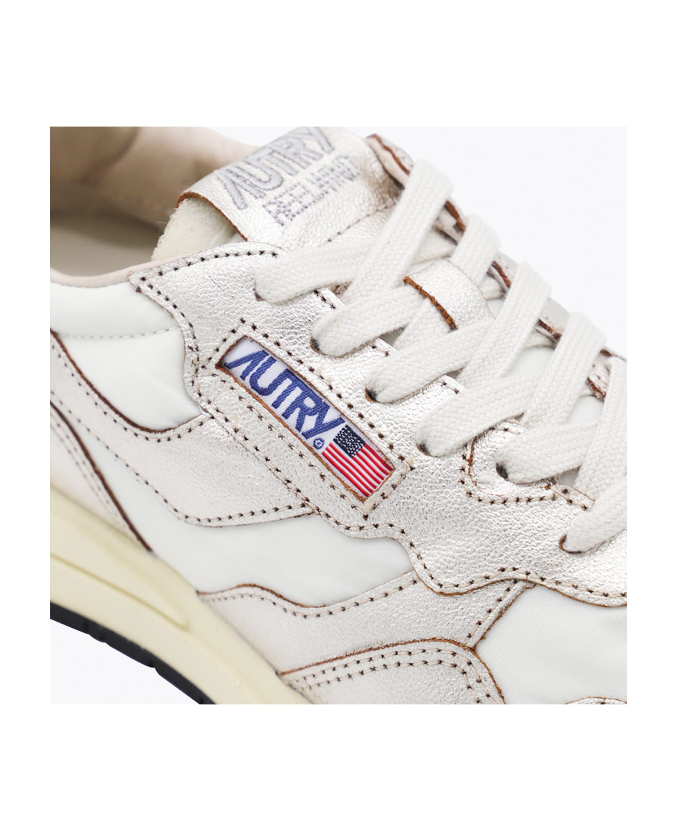 Autry White And Gold Leather Reelwind Sneakers - White