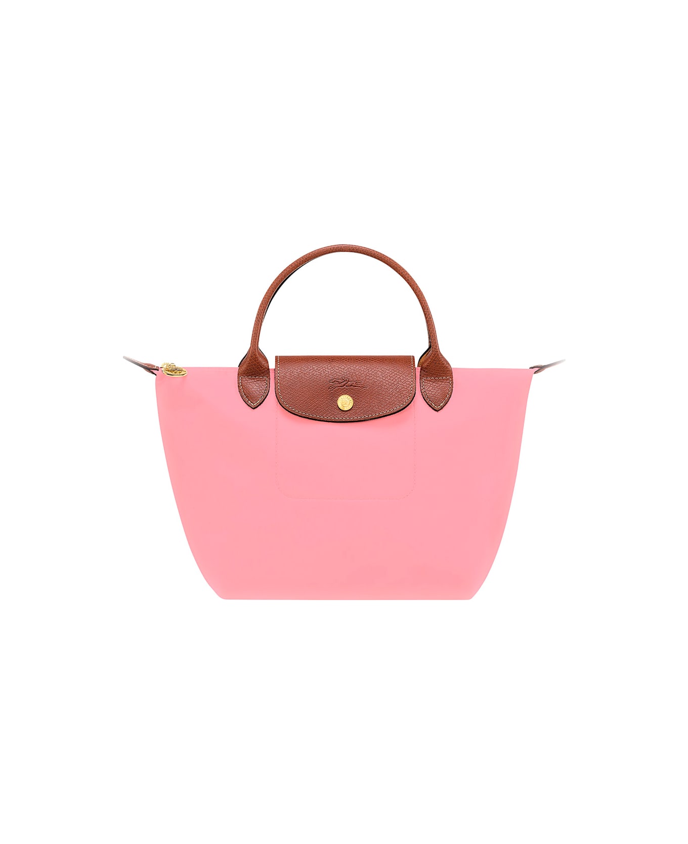Longchamp 'le Pliage S' Pink Handbag With Engraved Logo In Recycled Canvas Woman - Pink