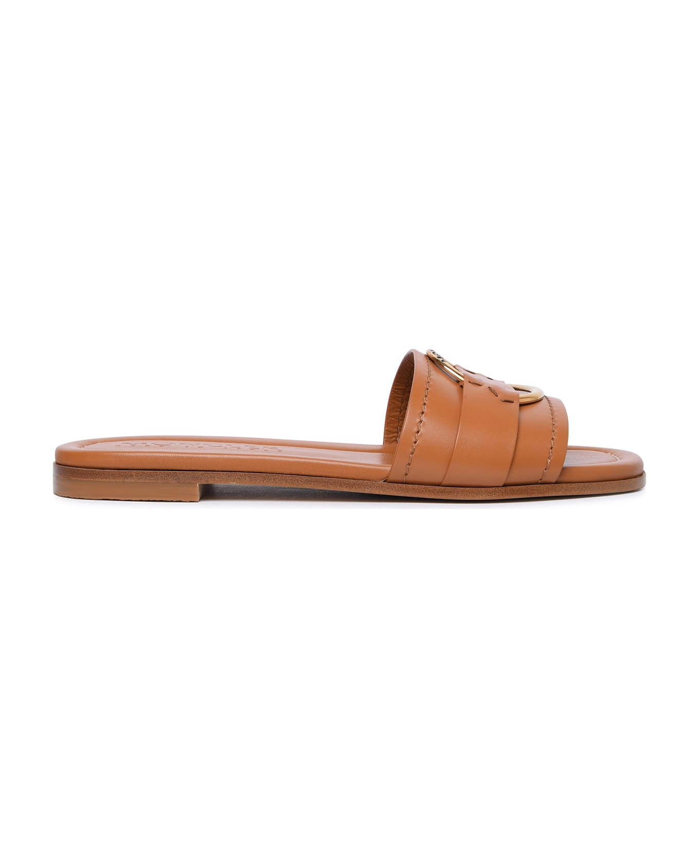 Moncler 'bell' Caramel Leather Slippers - Beige