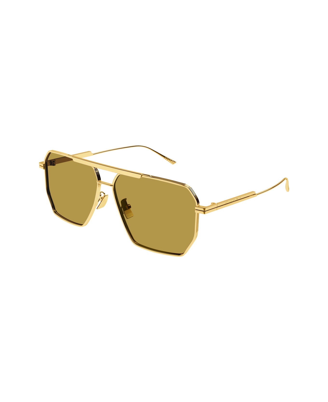 Bottega Veneta Eyewear Bottega Veneta Bv1012s Linea Minimalist 008 Gold Brown Sunglasses - Oro