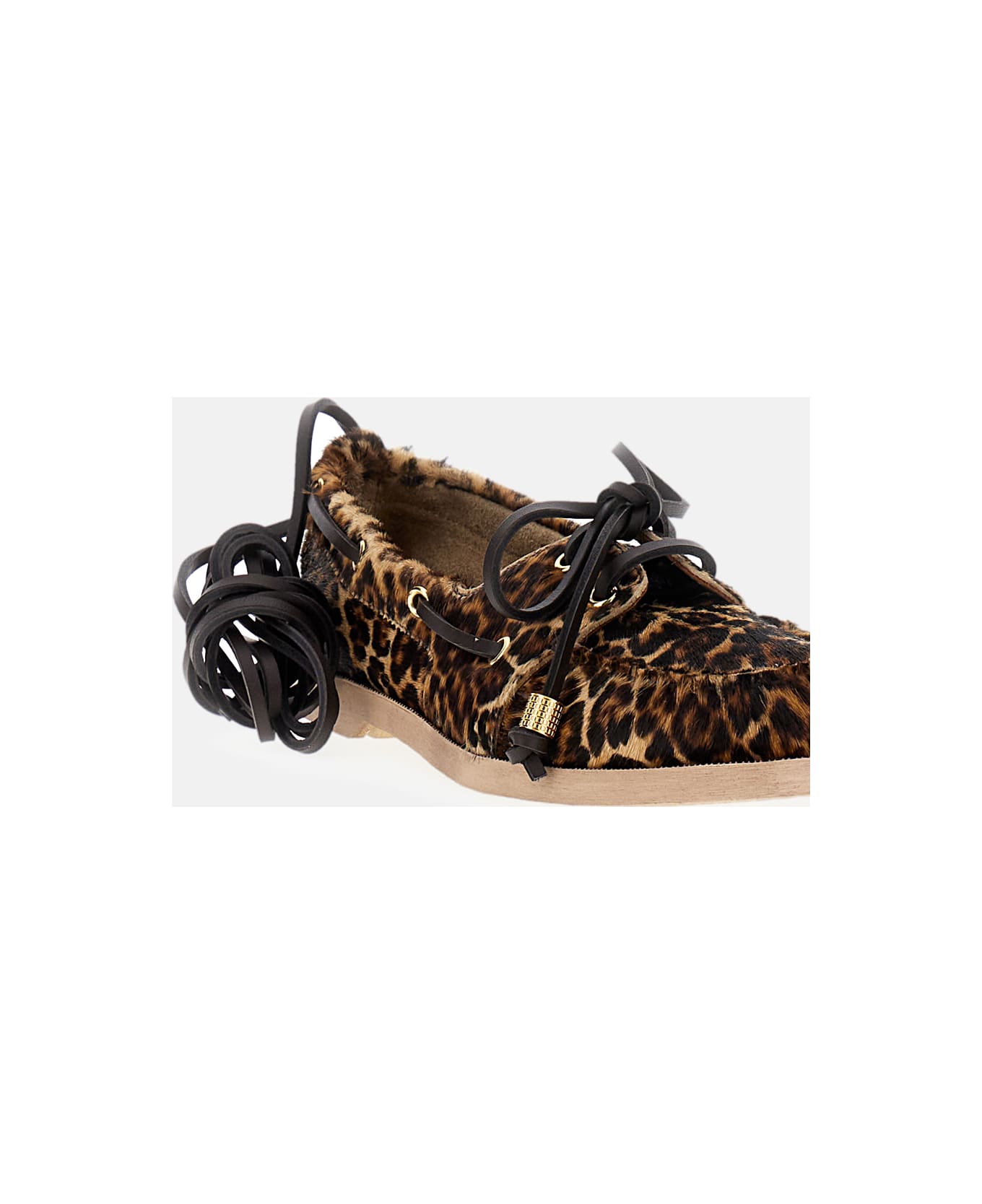 Golden Goose Boat Moccasin - Beige Brown Black Leo