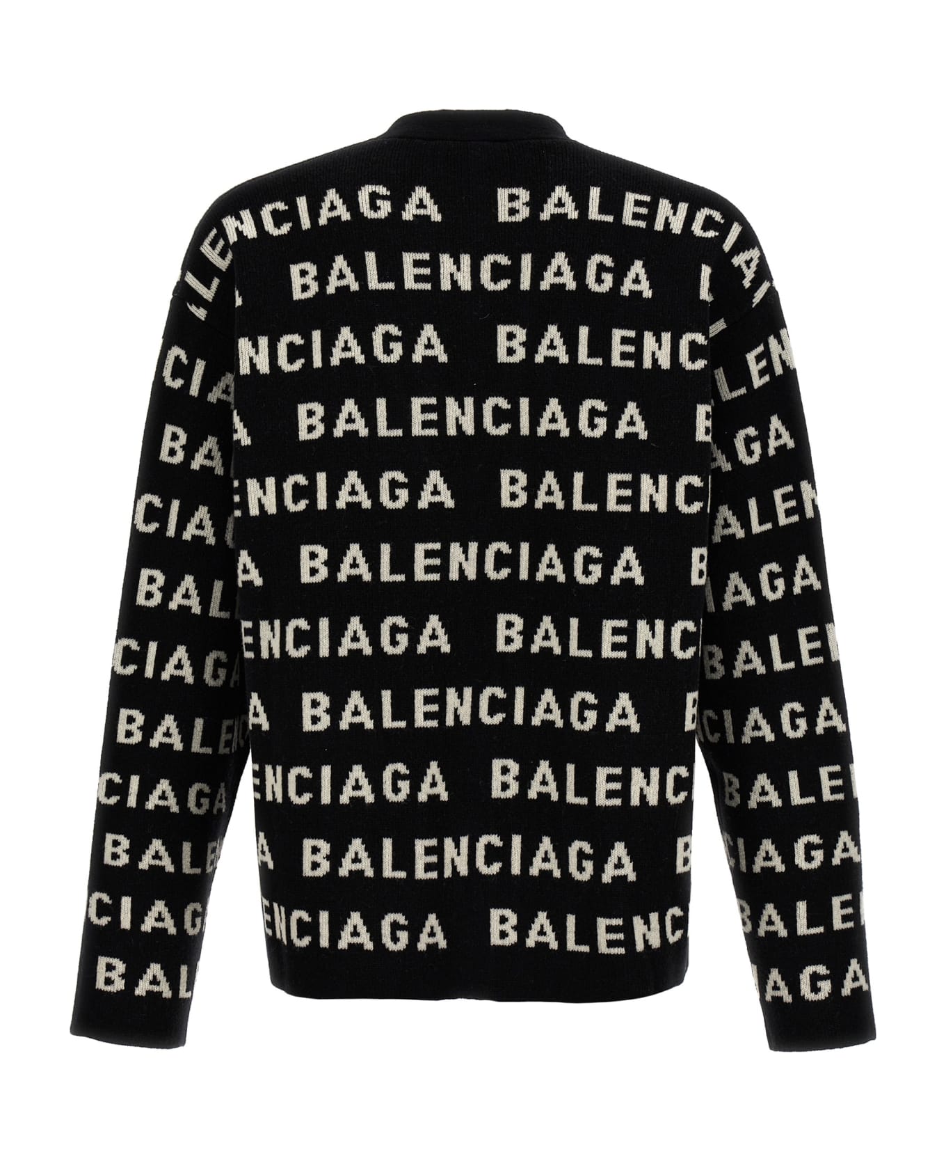 Balenciaga All-over Logo Cardigan - White/Black