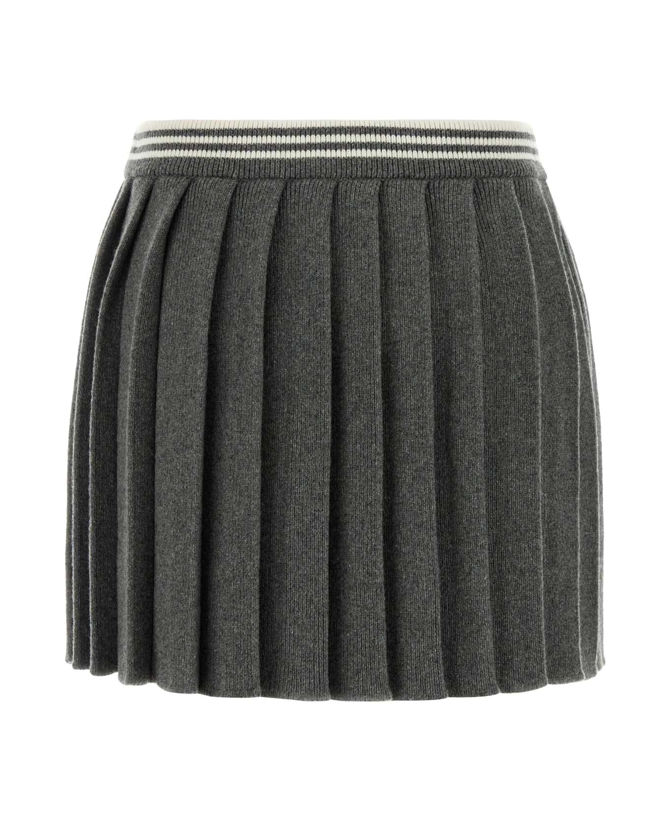 Miu Miu Dark Grey Cashmere Blend Mini Skirt - ARDESIA