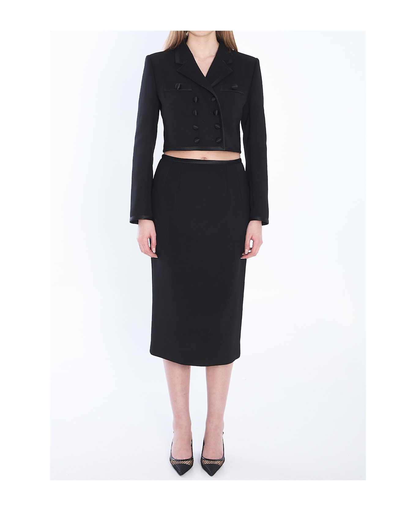 Dolce 
Gabbana Cropped Double-breasted Jacket - NERO