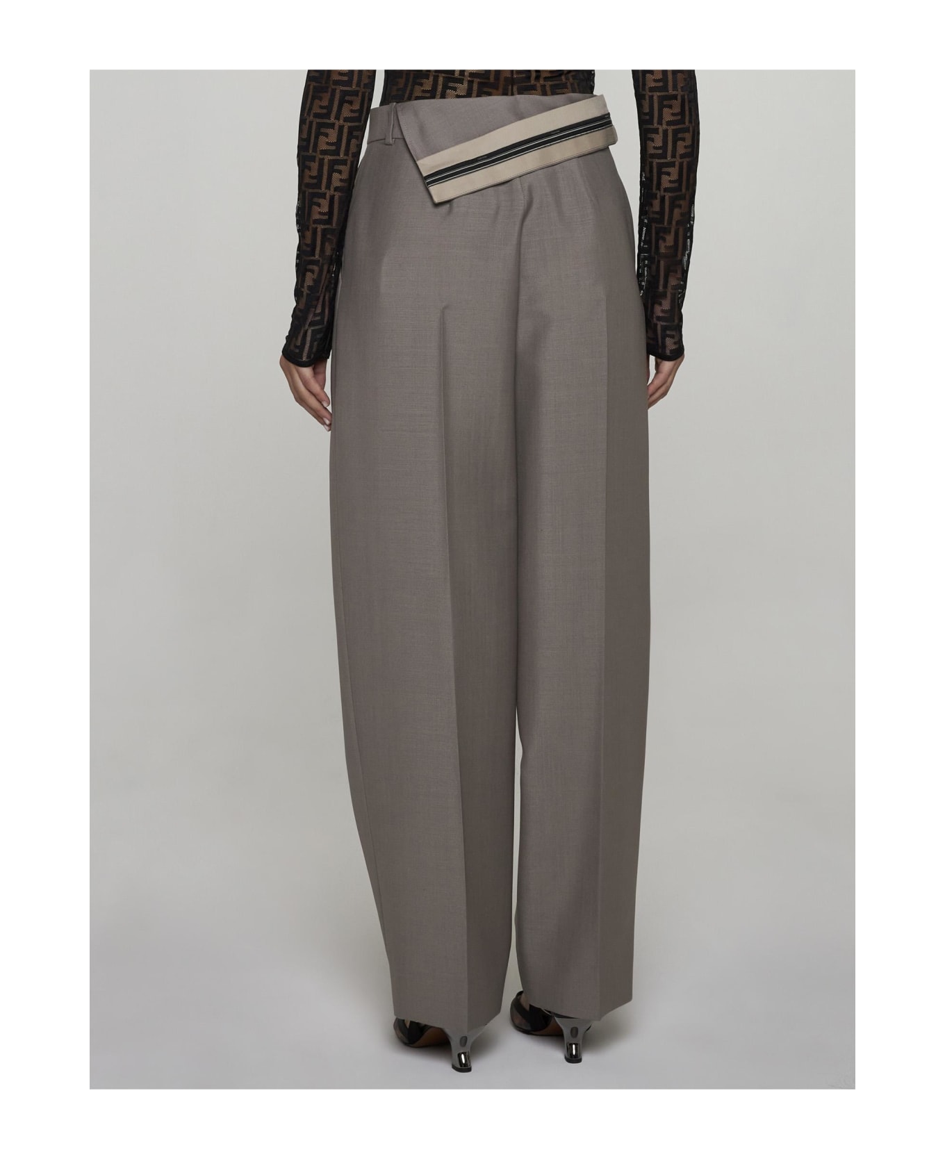 Fendi Mohair And Wool Trousers - Grey