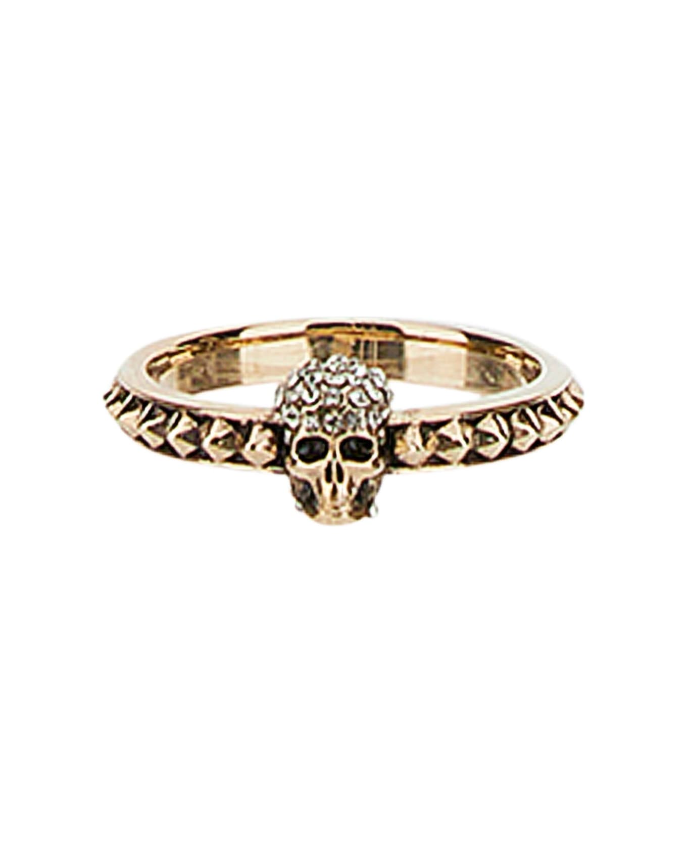 Alexander McQueen Ring With Pavè And Skull - Gold