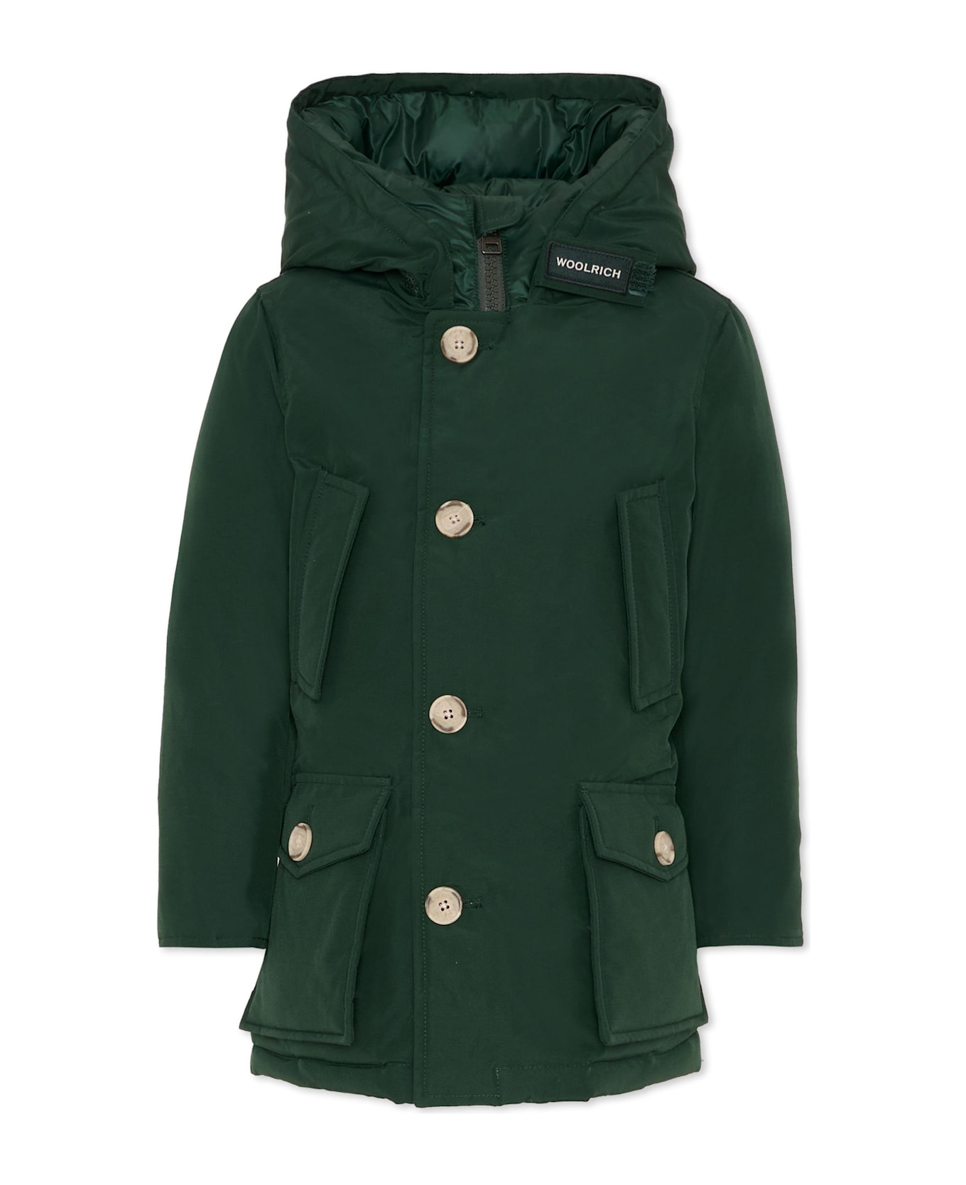 Woolrich Green Parka For Boy With Logo - Green