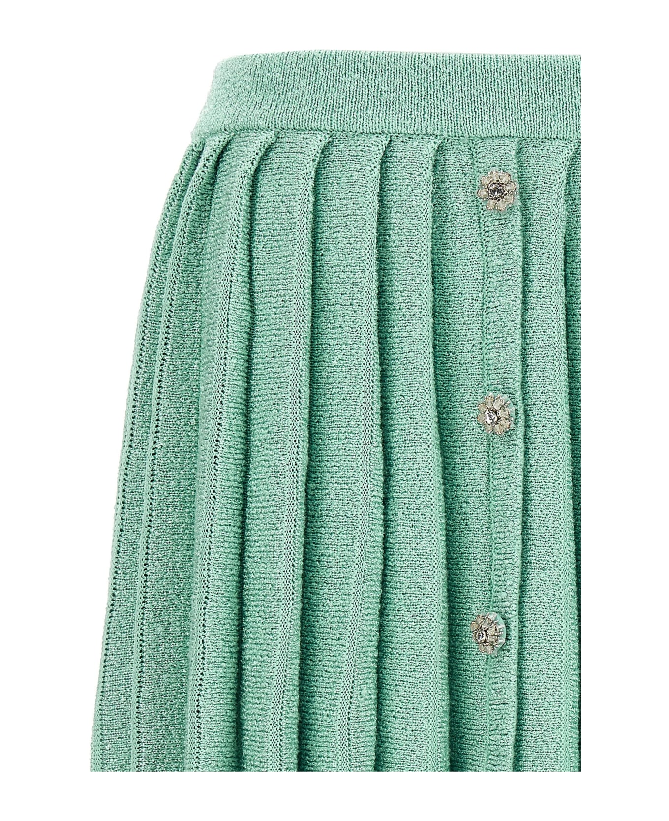 self-portrait 'mint Sequin Pleated Knit' Skirt - Light Blue スカート