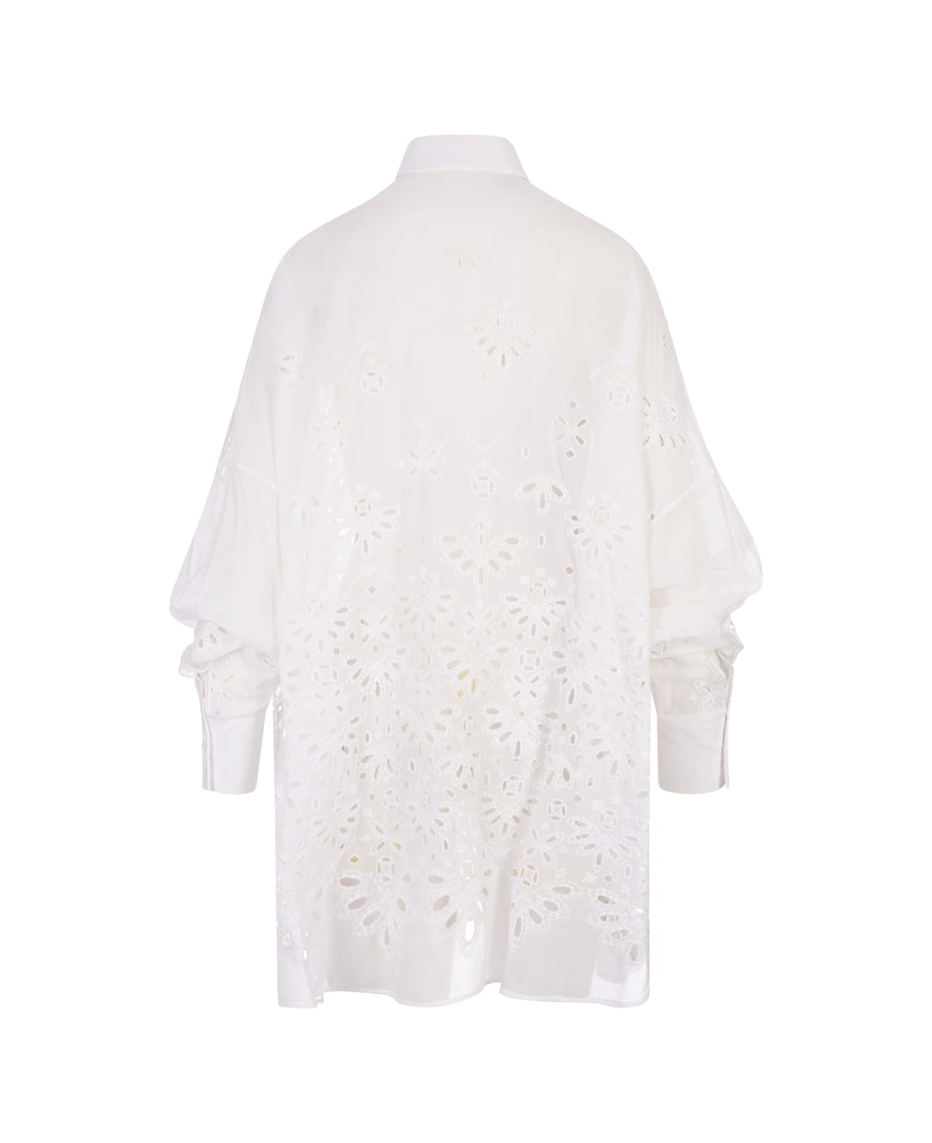 Ermanno Scervino White Over Shirt With Sangallo Lace - White シャツ