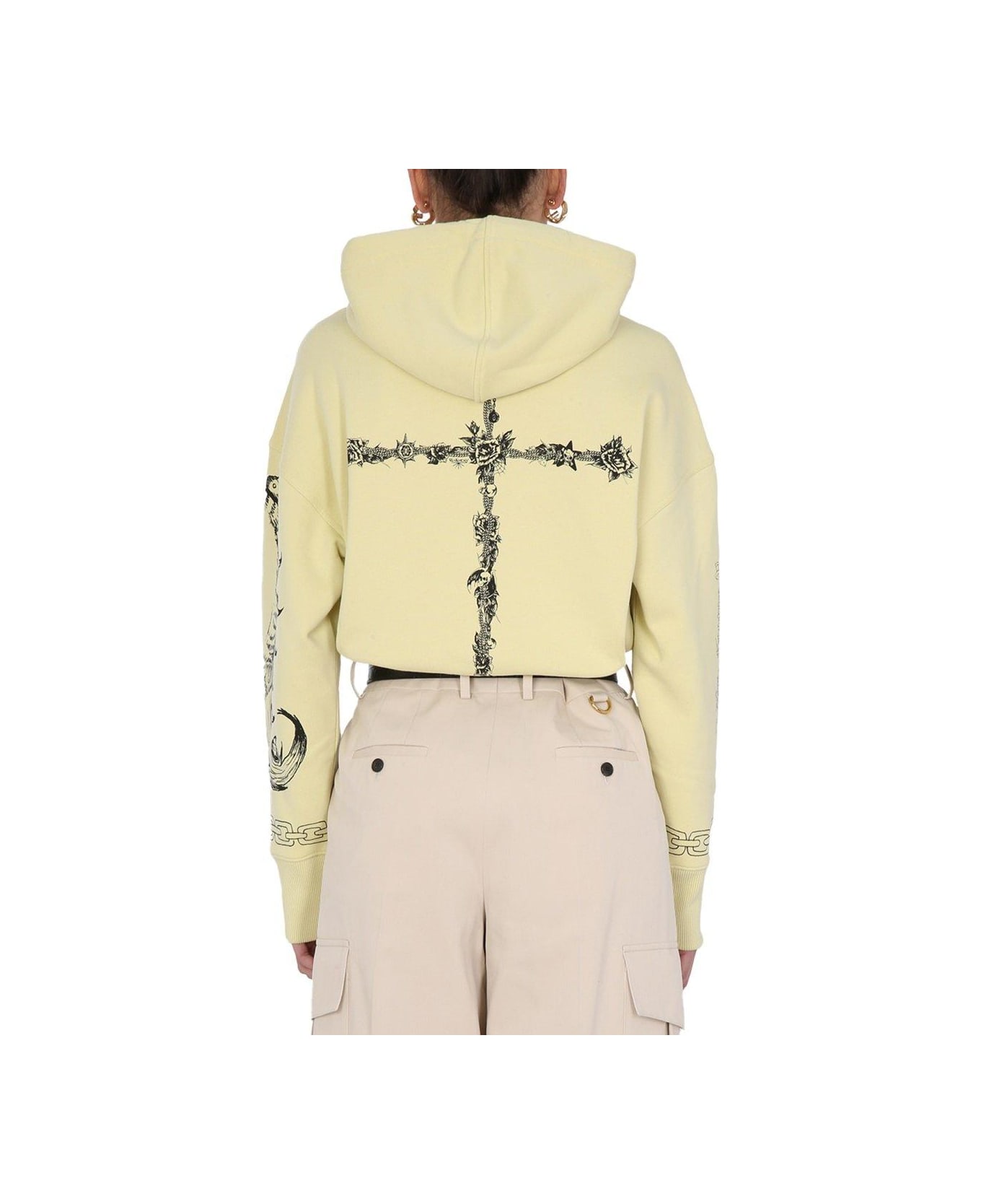 Givenchy Graphic Printed Cropped Hoodie - YELLOW