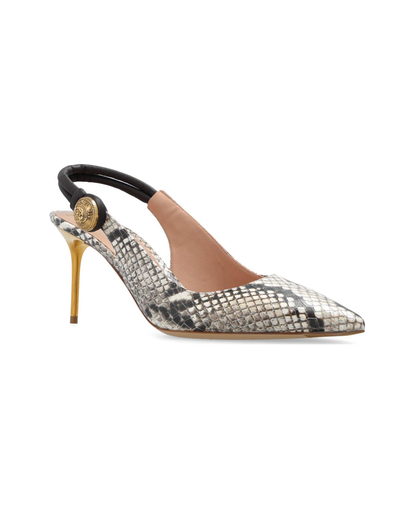 Balmain Slingback Animal Patterned Pumps - Gris clair