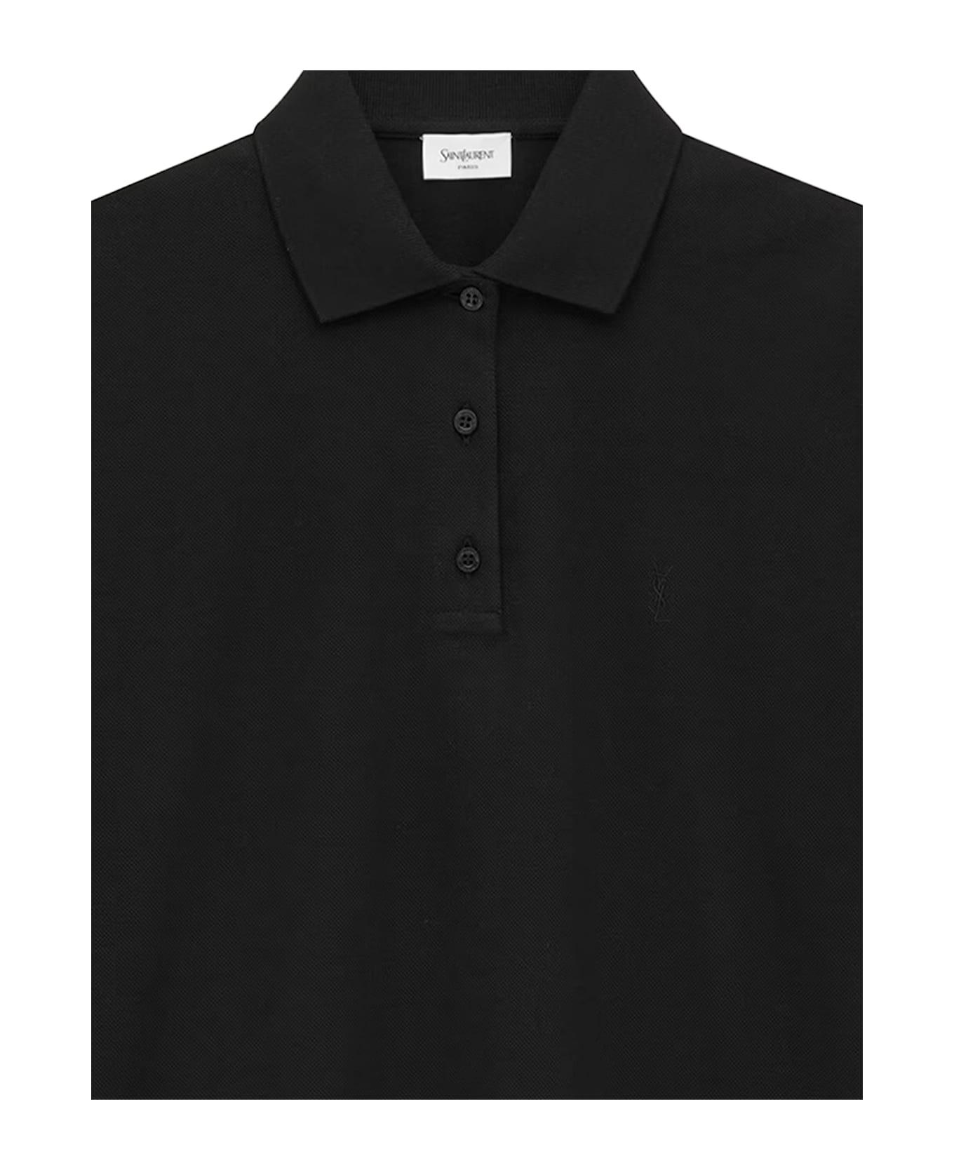 Saint Laurent Cotton Blend Polo Shirt - Black