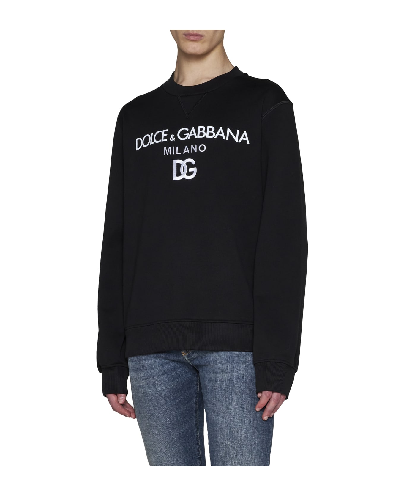 Dolce & Gabbana Cotton Sweatshirt With Logo - Black フリース