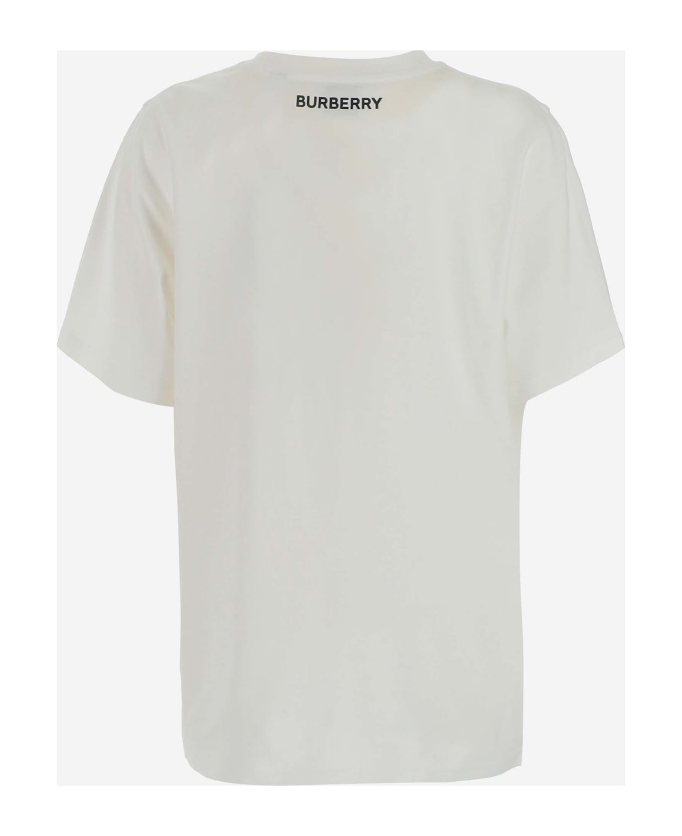 Burberry Cotton T-shirt With Vintage Check Insert - White