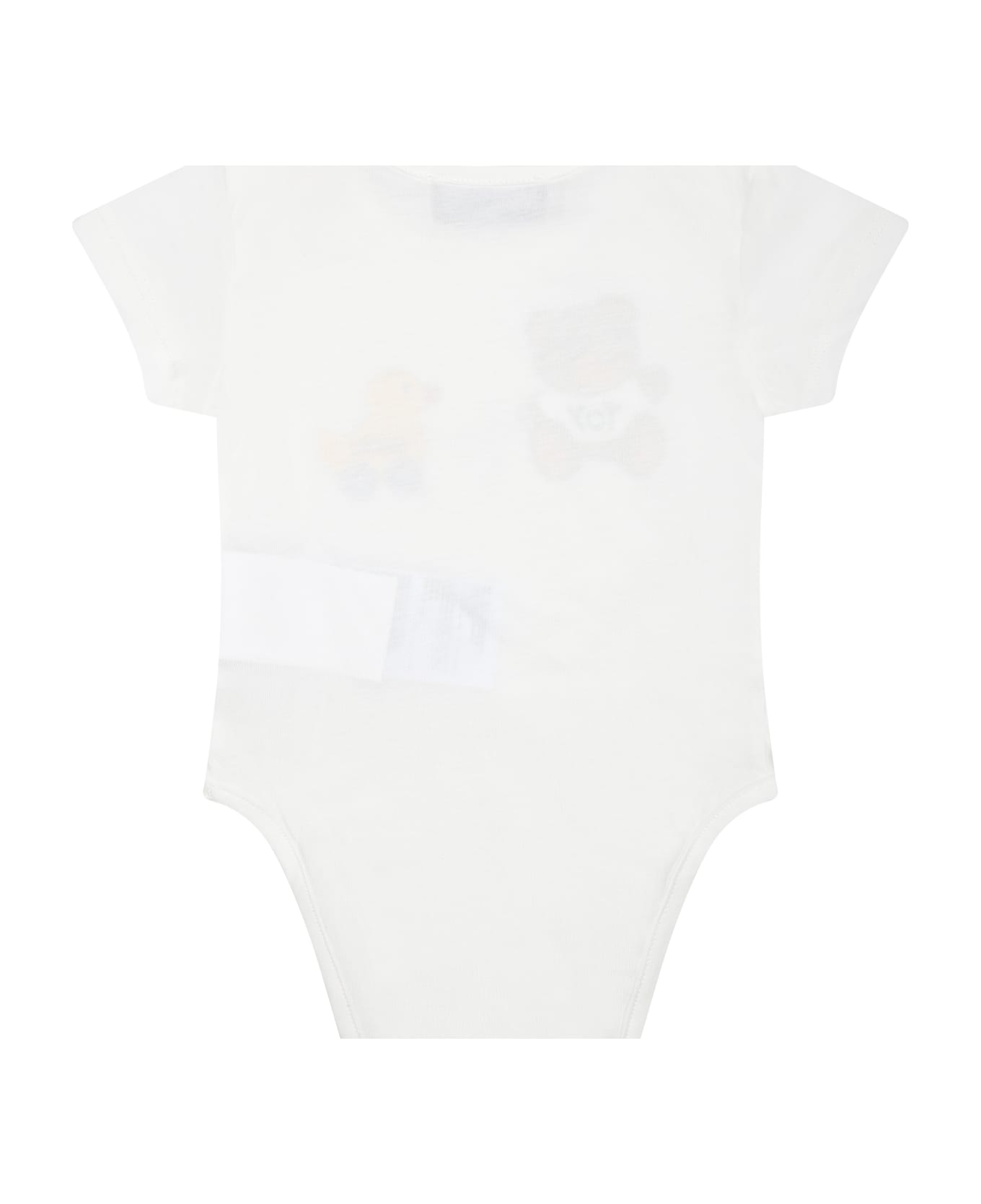 Moschino White Set For Babies With Teddy Bear - White ボディスーツ＆セットアップ