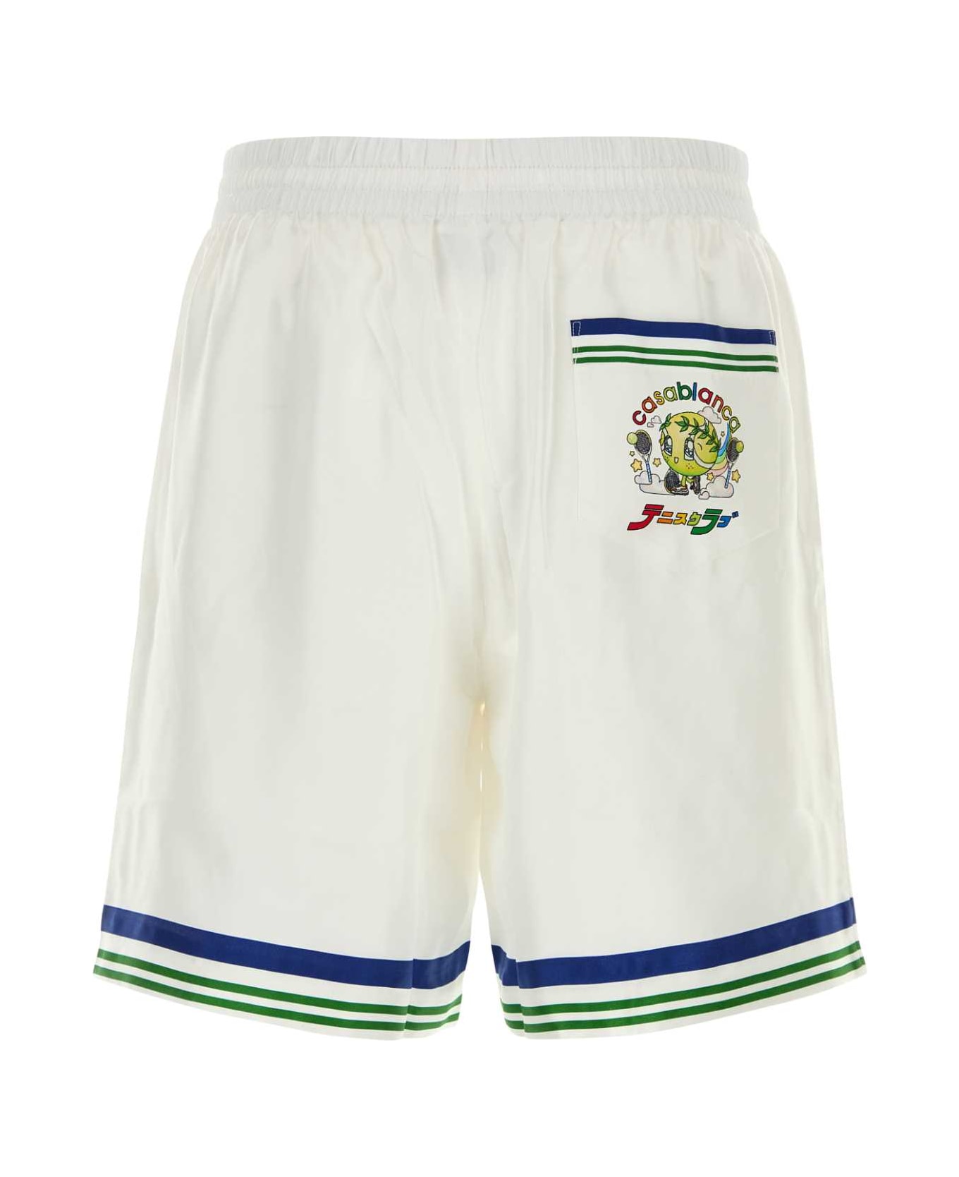 Casablanca White Satin Bermuda Shorts - TENNISMASCOT
