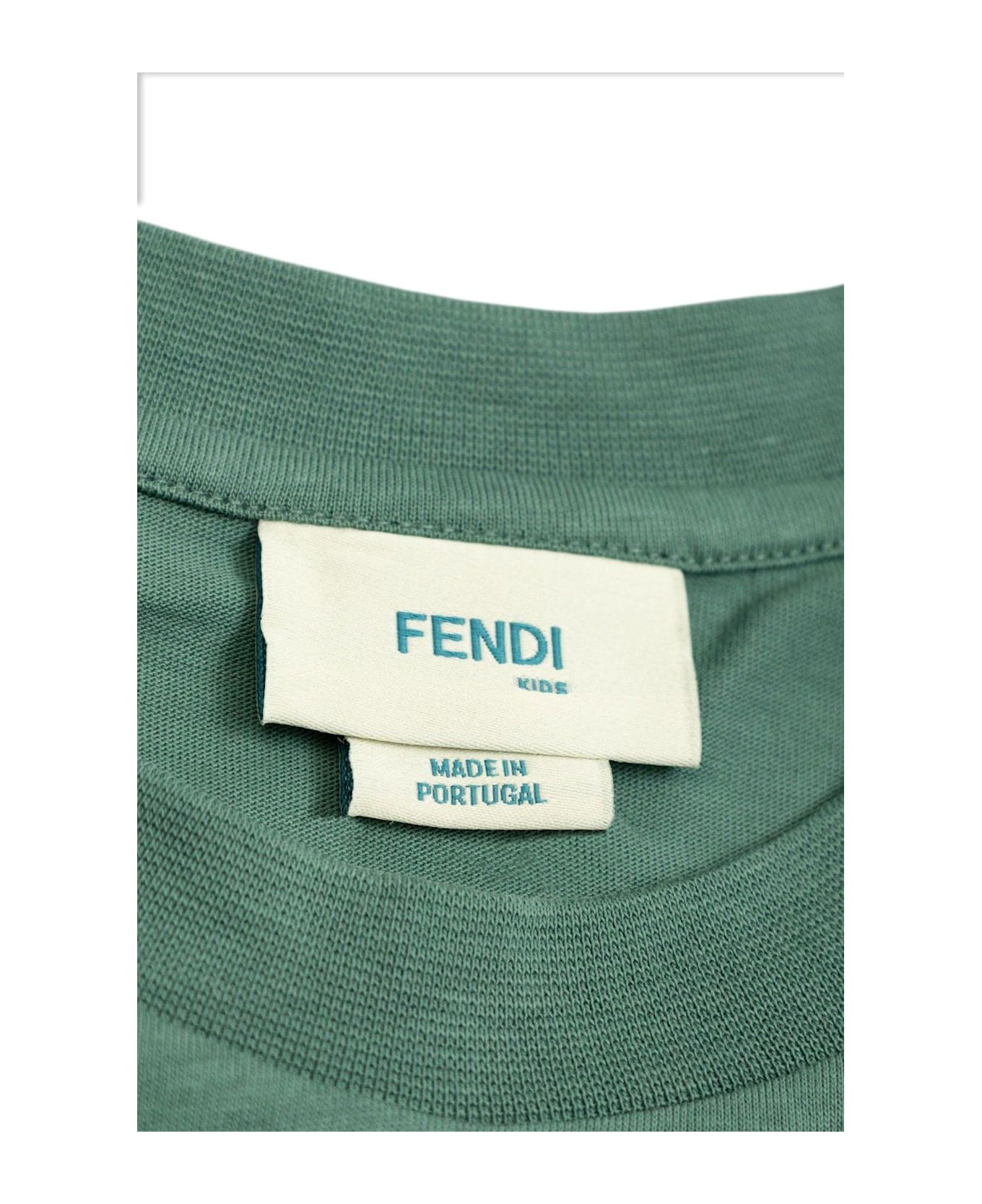 Fendi Logo Embroidered Crewneck T-shirt - Verde