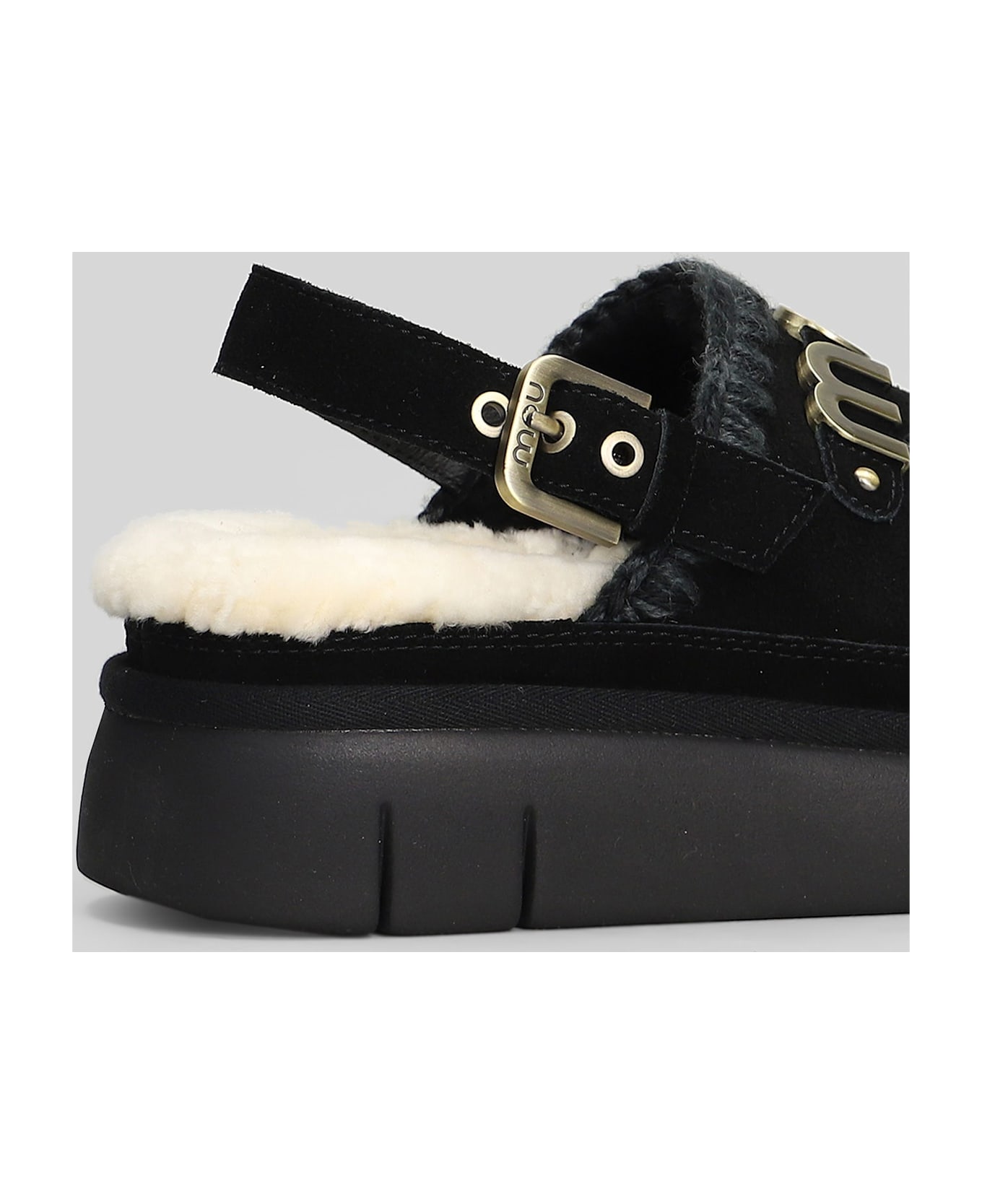 Mou Bounce Clog Slipper-mule In Black Suede - black
