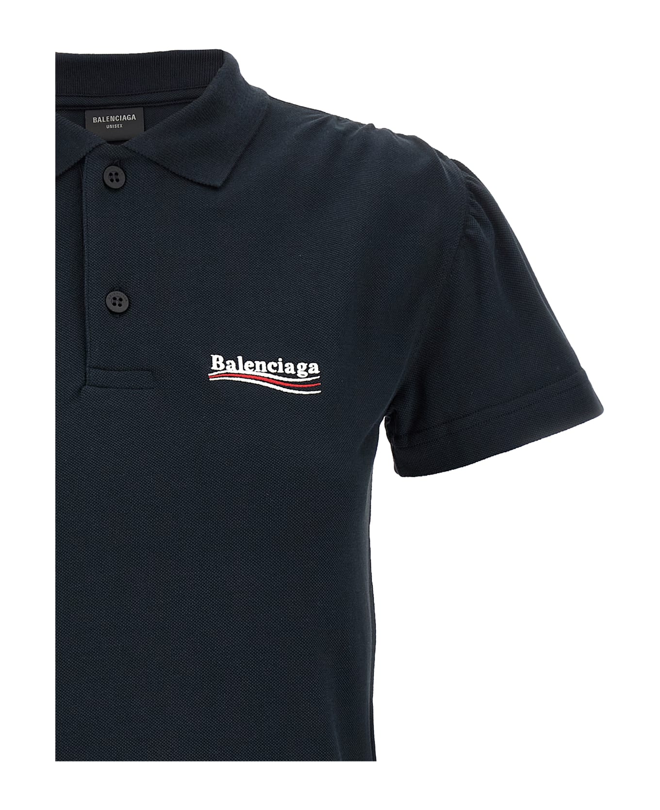 Balenciaga Logo Embroidery Polo Shirt - Blue