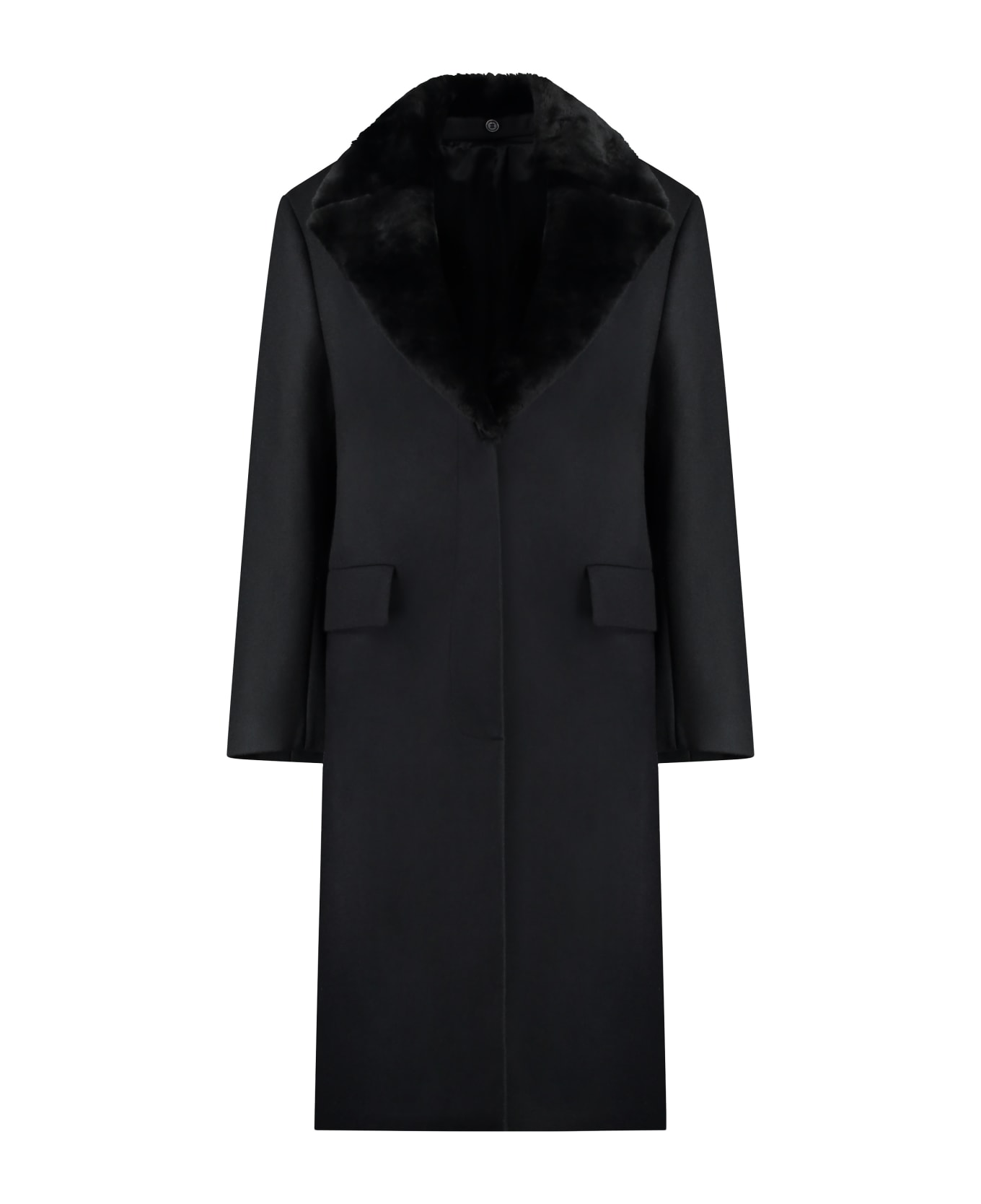 Totême Wool Long Coat - black