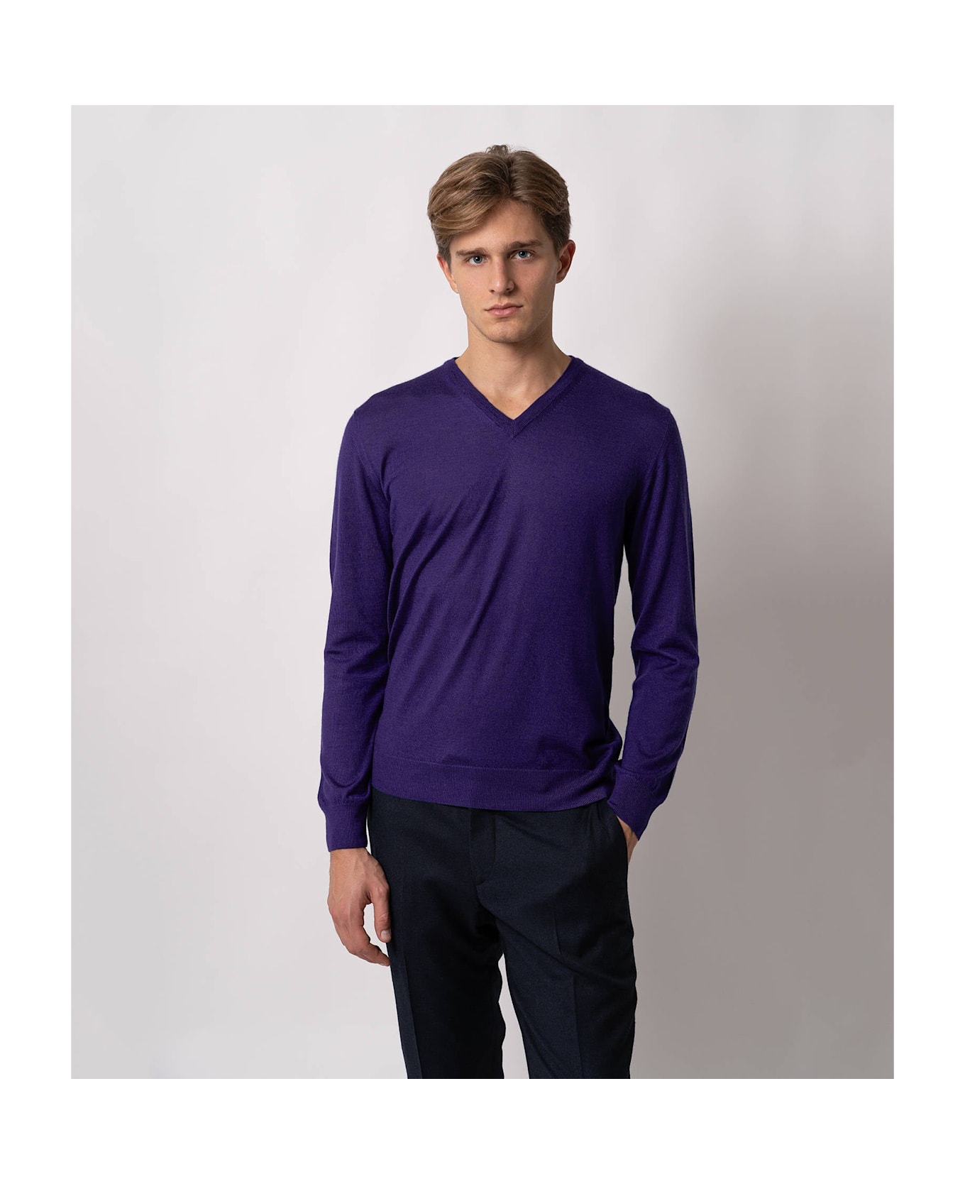 Larusmiani V-neck Sweater Pullman Sweater - Purple