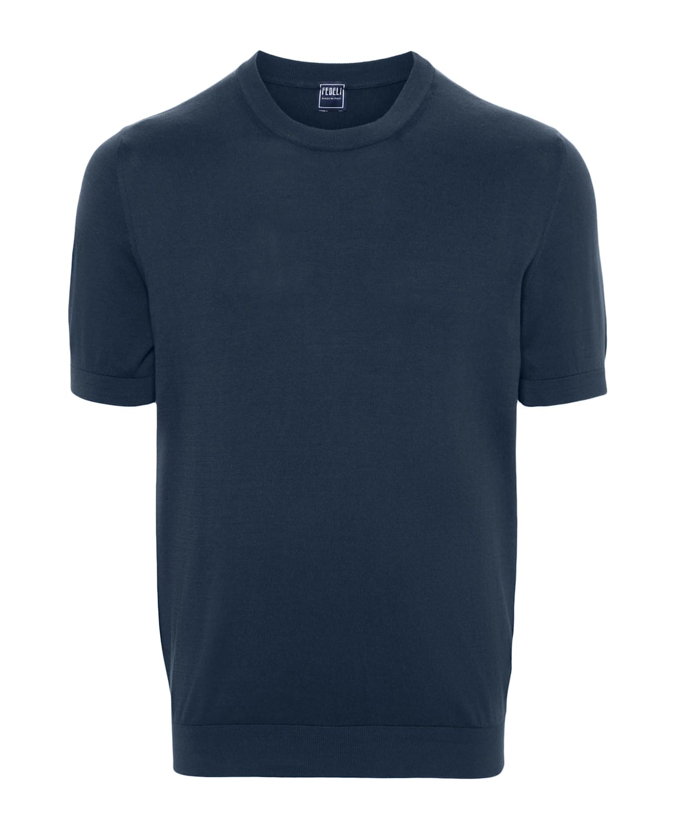 Fedeli Blue Cotton T-shirt - BLUE