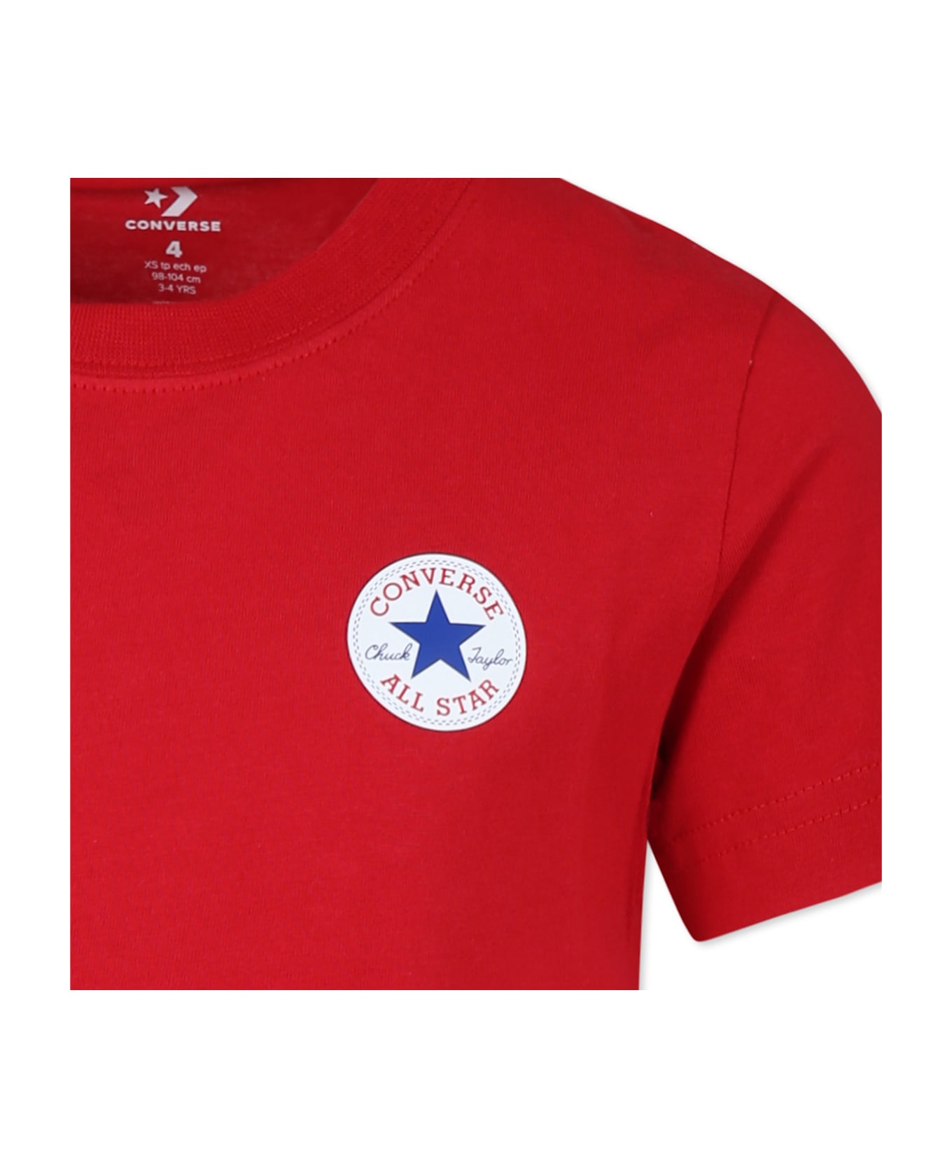 Converse Red T-shirt For Kids With Logo - Red